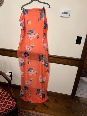 GAP Coral and Yellow Floral Scarf